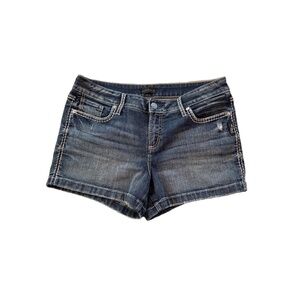 Silver Jeans Shorts Womens Size W28L3½ Blue Denim Distressed Elyse Short Vintage